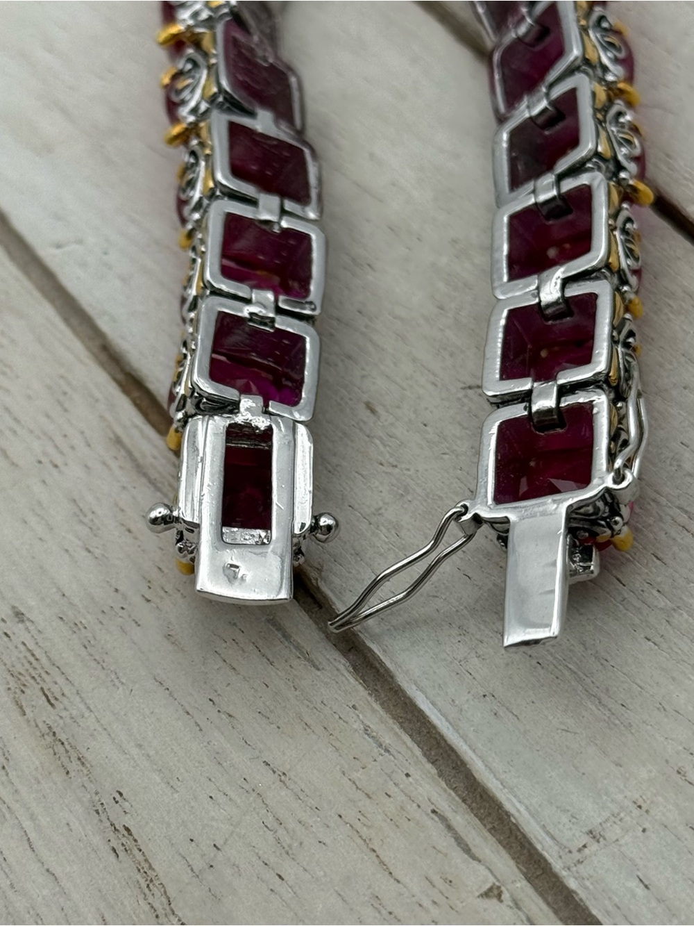 Park Lane Signature ruby CZ Line Tennis Link Bracelet - Picture 10 of 11
